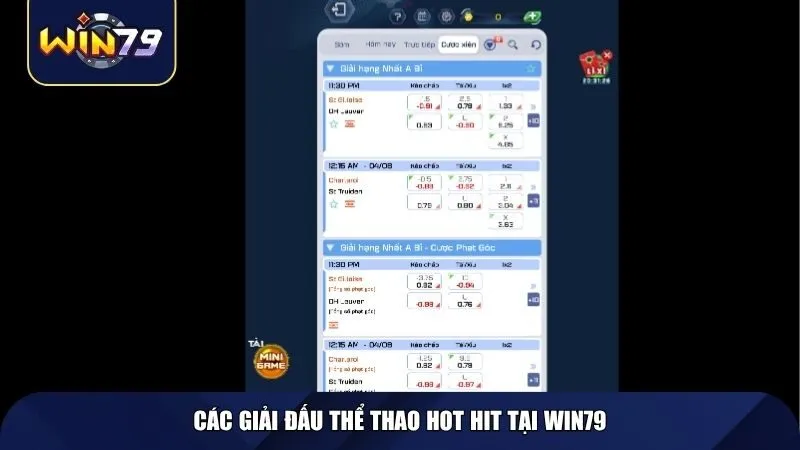 Các giải đấu thể thao hot hit tại Win79