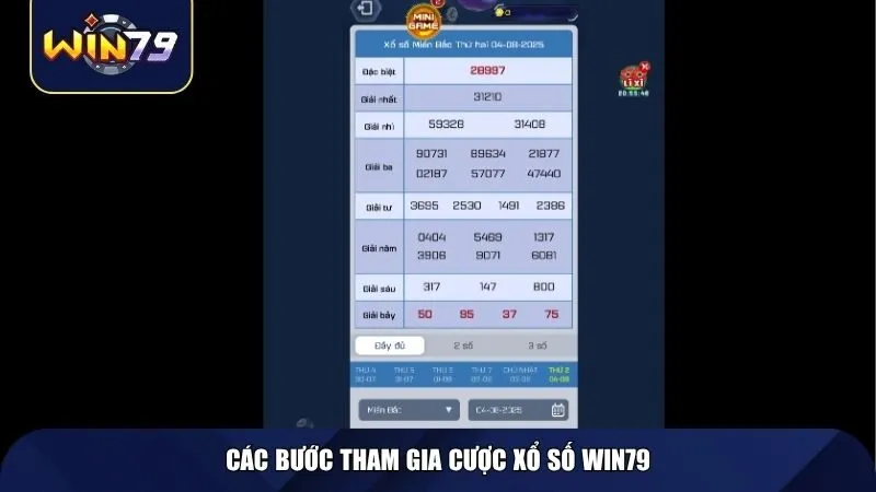 Các bước tham gia cược xổ số Win79